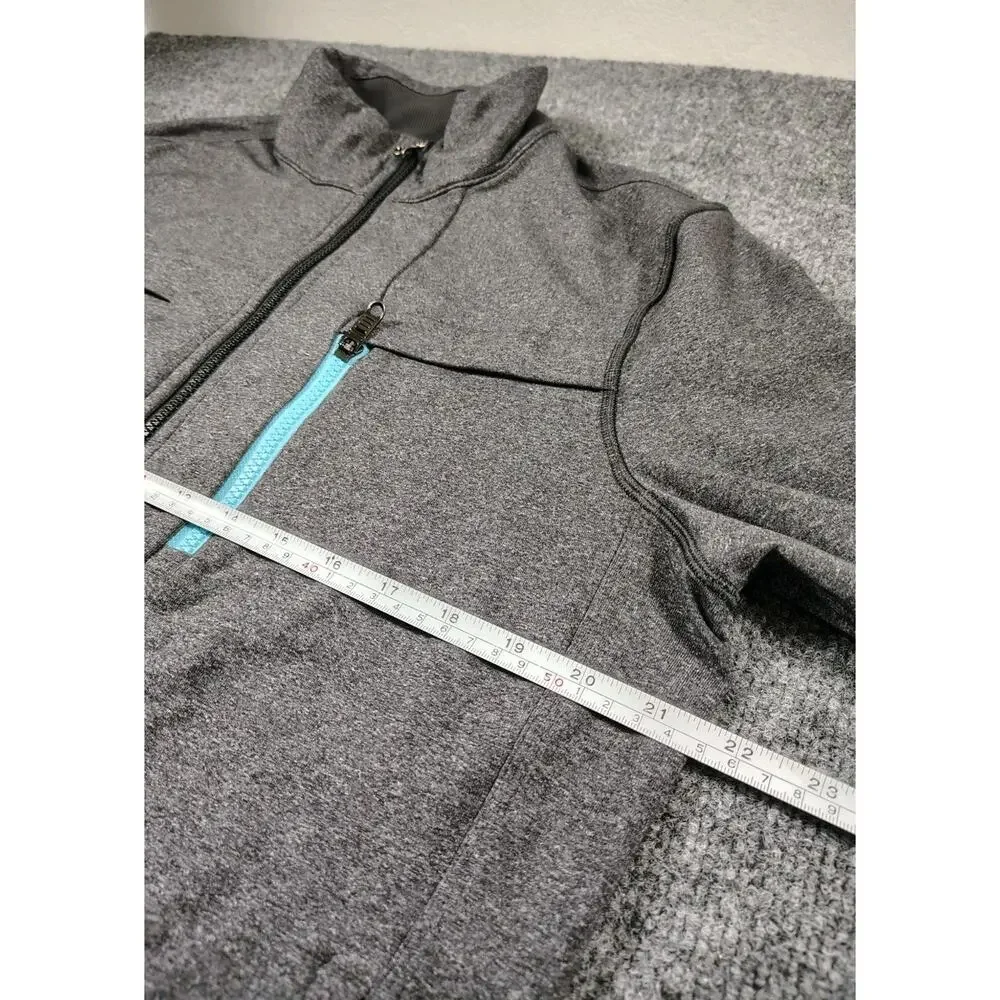 Lululemon Track Jacket Men's L Gray Stretch Mid Weight Full Zip Performance EUC